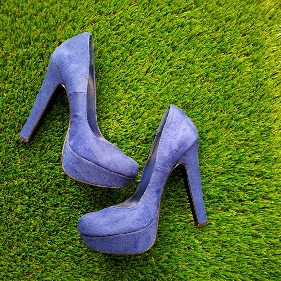 Blue Suede Heels (only worn once) - Picture 2 of 3